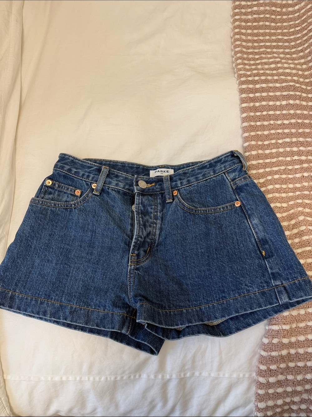Parker Blue Denim High-Rise Jean Shorts